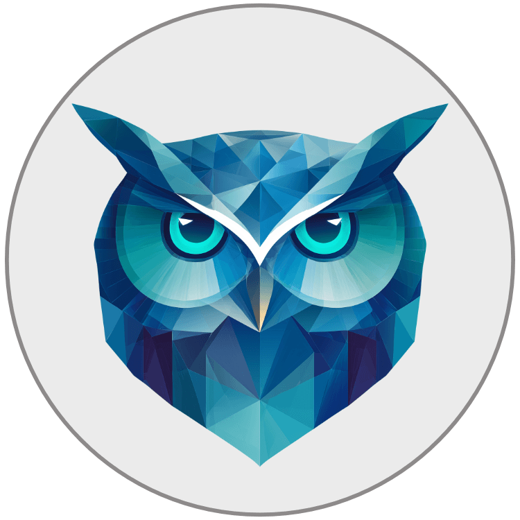 Low-poly owl — tech, cybersecurity, or education brand identity